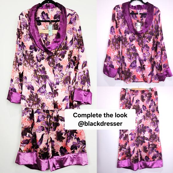 Anthropologie Luxe Sleep Velvet Trim Long Sleeve Pajama Lounge Top, Size 1X, NWT - Picture 6 of 7